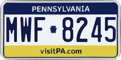 PA license plate MWF8245