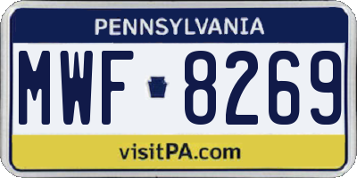 PA license plate MWF8269
