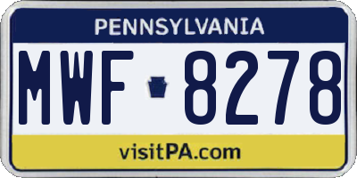 PA license plate MWF8278