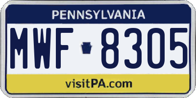 PA license plate MWF8305