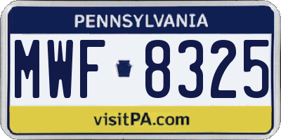 PA license plate MWF8325