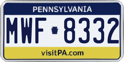 PA license plate MWF8332