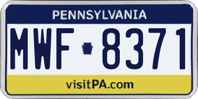 PA license plate MWF8371