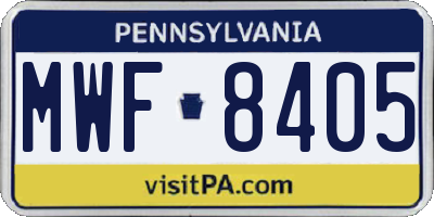 PA license plate MWF8405