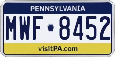 PA license plate MWF8452