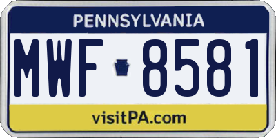 PA license plate MWF8581