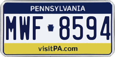 PA license plate MWF8594