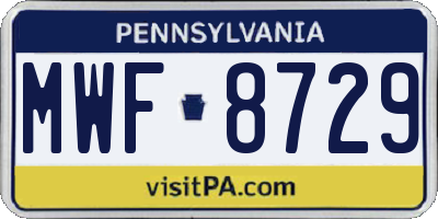 PA license plate MWF8729