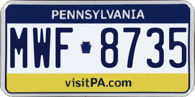 PA license plate MWF8735