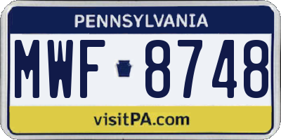 PA license plate MWF8748