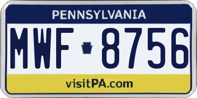 PA license plate MWF8756