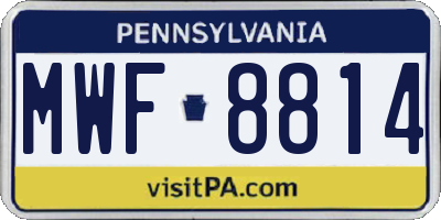 PA license plate MWF8814