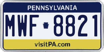 PA license plate MWF8821