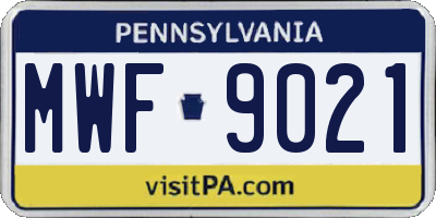 PA license plate MWF9021