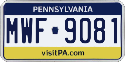 PA license plate MWF9081