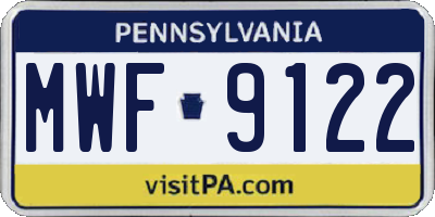 PA license plate MWF9122