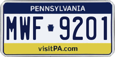 PA license plate MWF9201