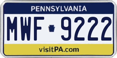 PA license plate MWF9222