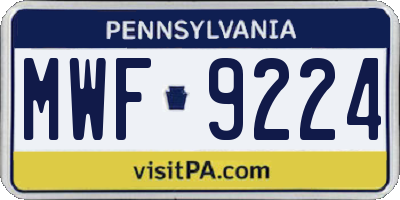PA license plate MWF9224