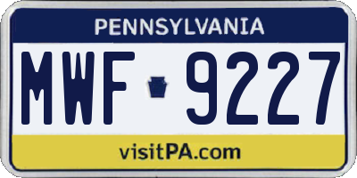 PA license plate MWF9227