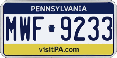 PA license plate MWF9233