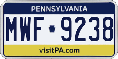 PA license plate MWF9238