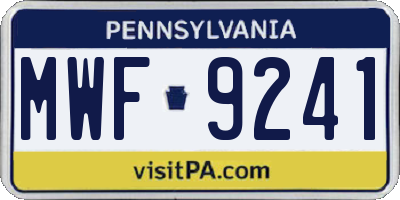 PA license plate MWF9241