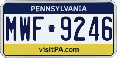 PA license plate MWF9246