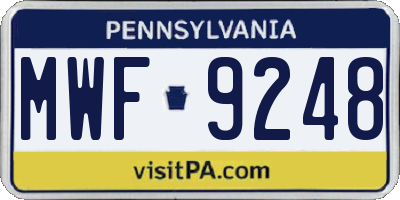 PA license plate MWF9248