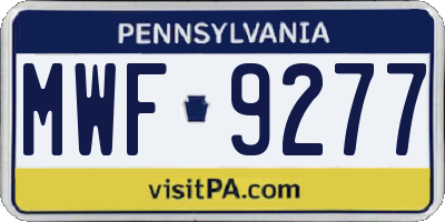 PA license plate MWF9277