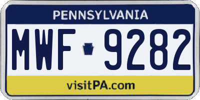 PA license plate MWF9282