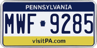PA license plate MWF9285