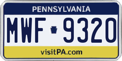 PA license plate MWF9320