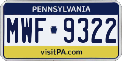 PA license plate MWF9322