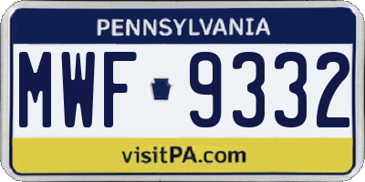 PA license plate MWF9332