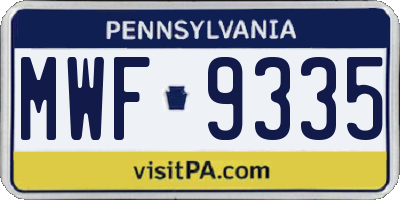 PA license plate MWF9335