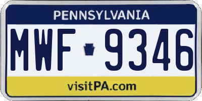 PA license plate MWF9346