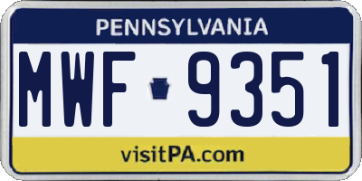 PA license plate MWF9351