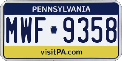 PA license plate MWF9358