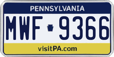 PA license plate MWF9366