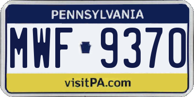 PA license plate MWF9370