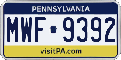 PA license plate MWF9392