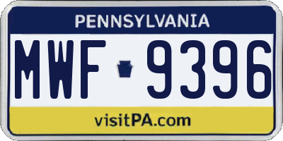 PA license plate MWF9396