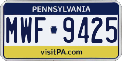 PA license plate MWF9425