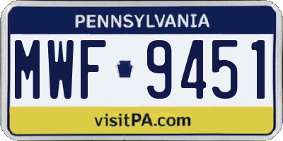 PA license plate MWF9451