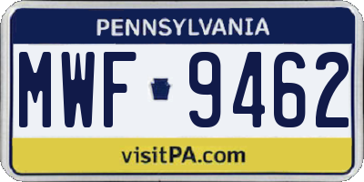 PA license plate MWF9462