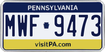 PA license plate MWF9473