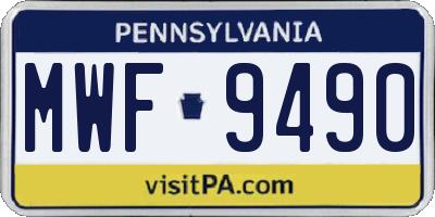 PA license plate MWF9490