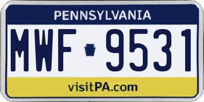 PA license plate MWF9531