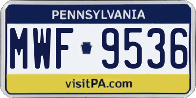 PA license plate MWF9536